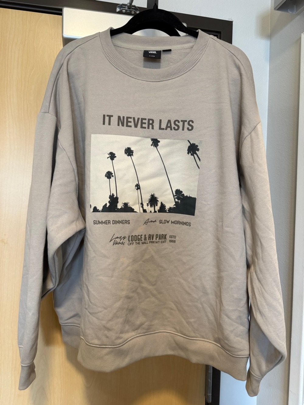Vans Taupe Palm Graphic Crewneck Sweatshirt